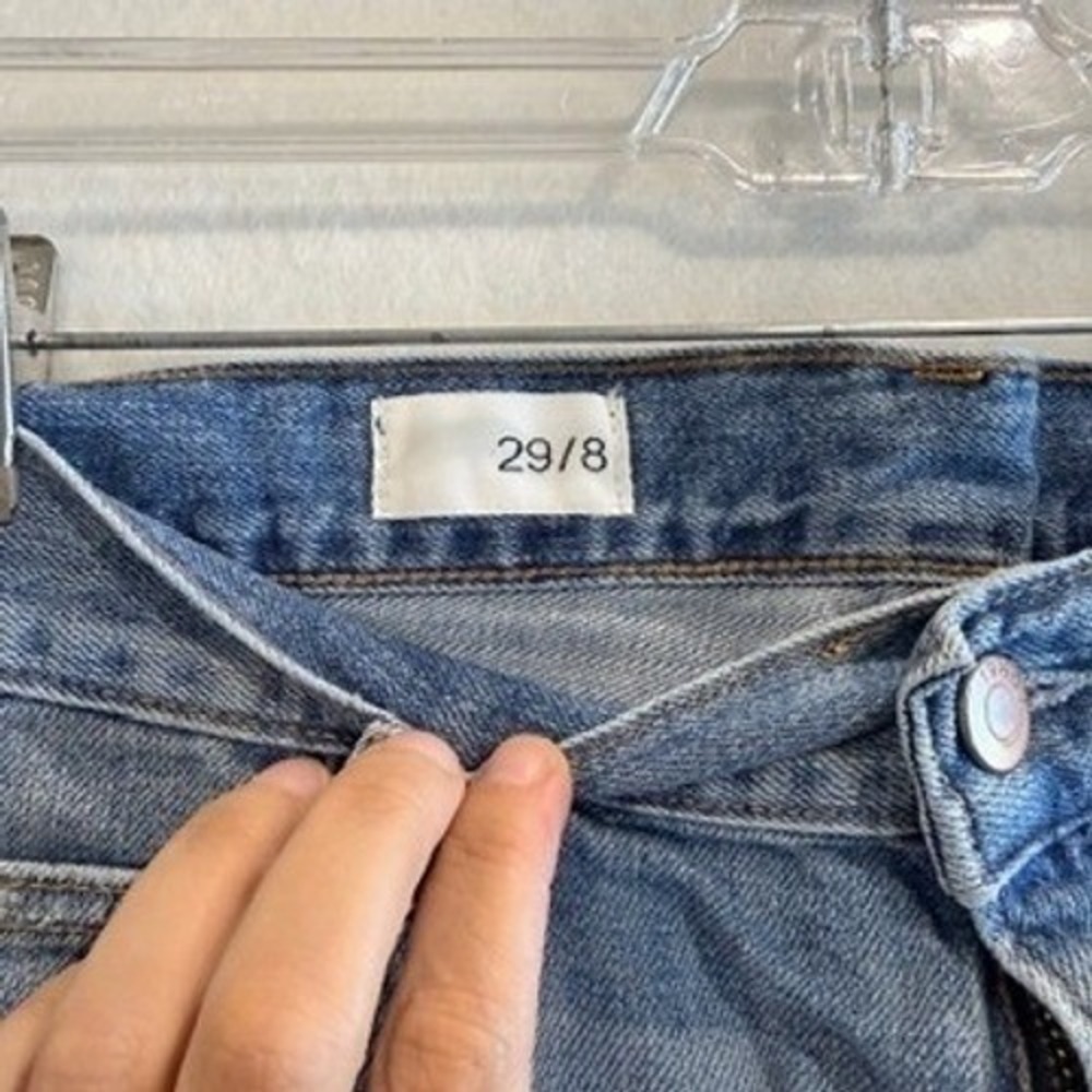 Gap‎ Denim Mini Skirt Women 29/8 Blue Distressed A-Line Raw Hem - Picture 4 of 9
